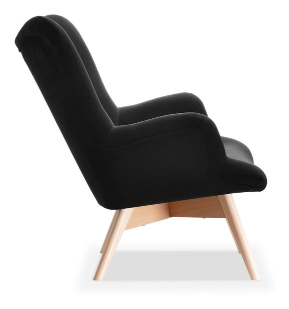 Designové křeslo Florentino (černý samet + dub)