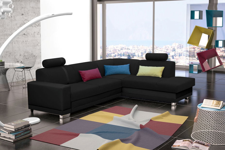 Rohová sedací souprava Virgo (černá) (P)