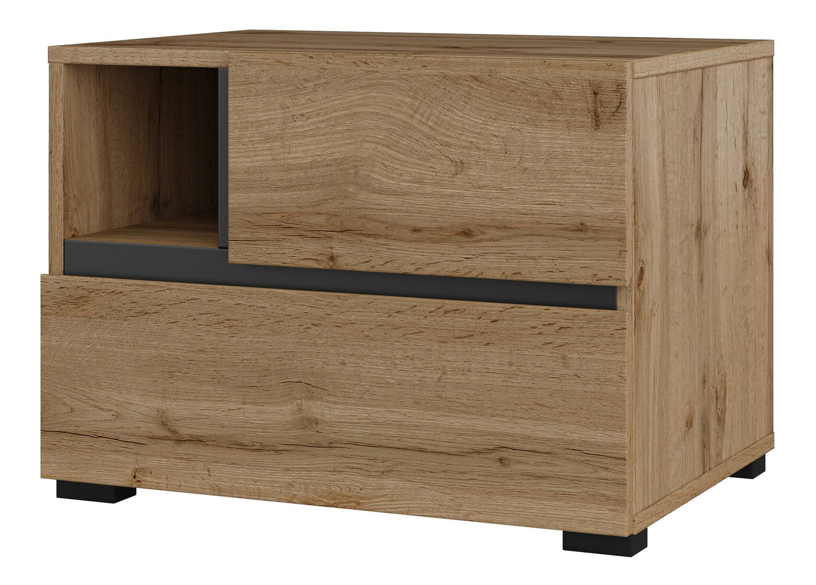 Noční stolek Crossroad S22 (dub wotan + černá)