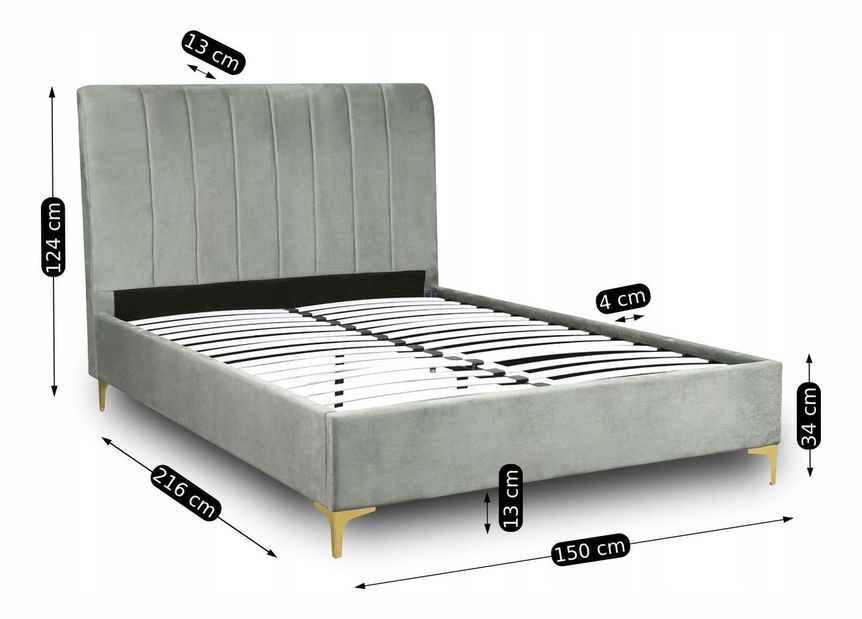 Manželská postel 140 cm Malasia (šedá) (s roštem)