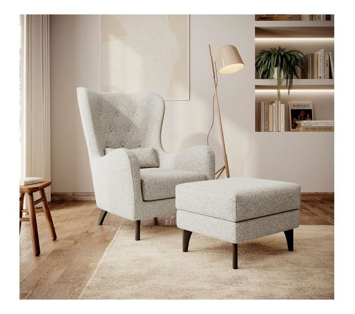 Křeslo s podnožkou Calimero II (krémová + wenge)