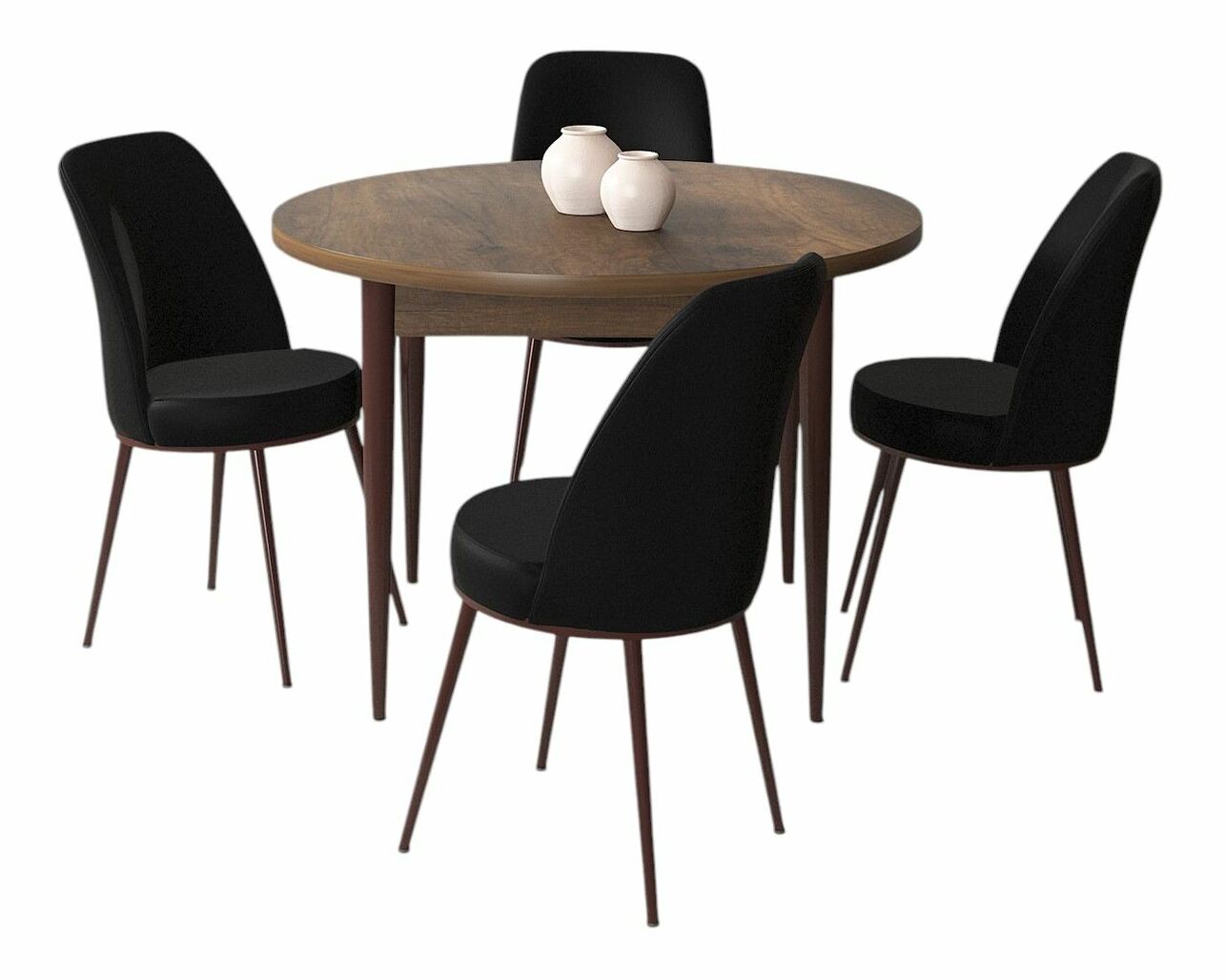 Jídelní set Torra (ořech barokní + černá) (pro 4 osoby)