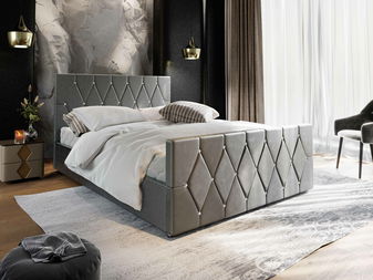 Manželská postel 160 cm Illa (tmavě šedá) (s roštem a úložným prostorem)