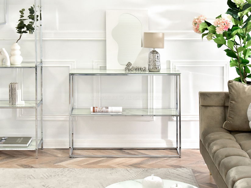 Konzolový stolek Bella Kons Bis (bílý mramor + chromová)