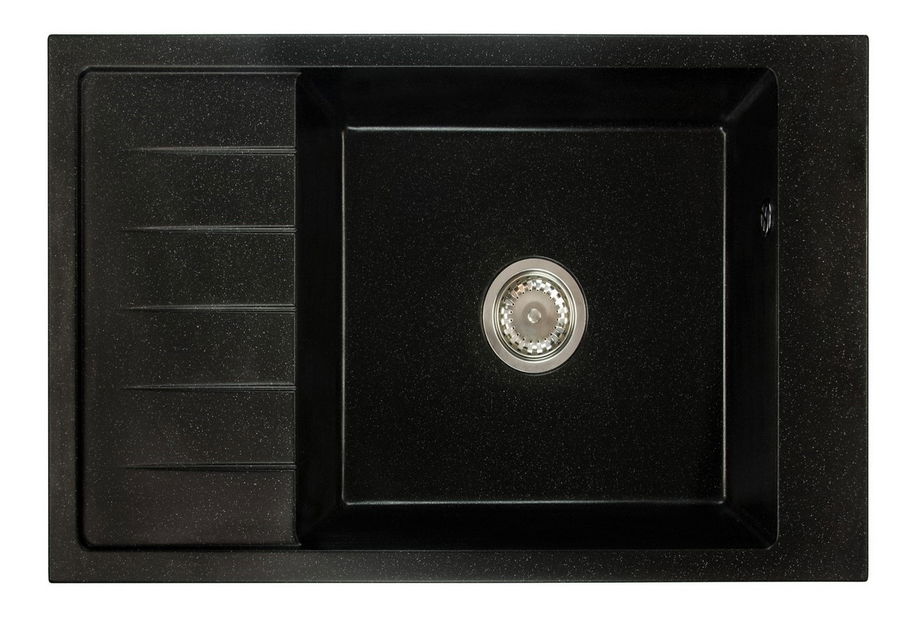 Kuchyňský dřez Lurano (černá + textura) (bez otvoru pro baterii) (L)