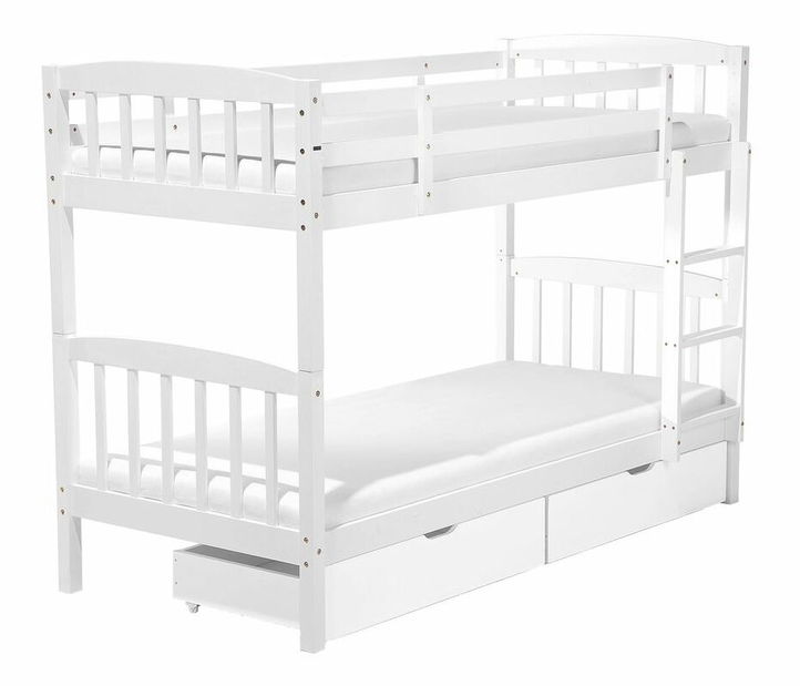 Patrová postel 90 cm REWIND (bílá) (s roštem a úl. prostorem)