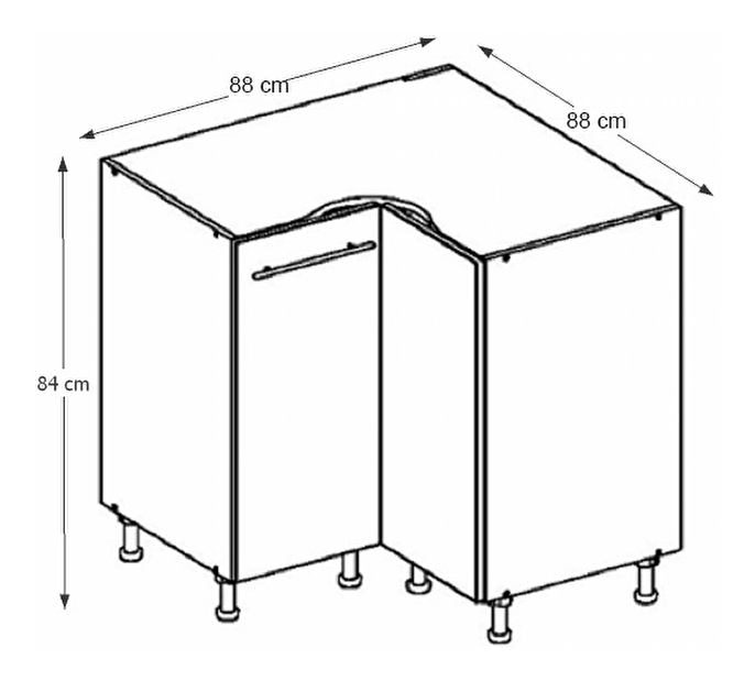 Spodní kuchyňská skříňka, rohová Hariva New DN-90