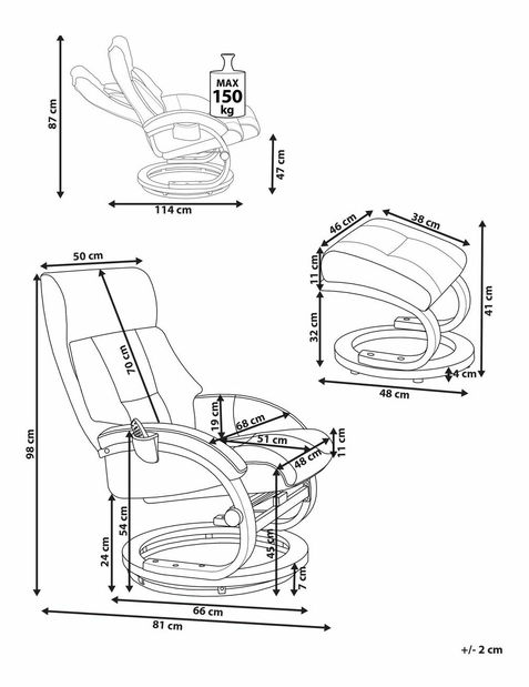 Masážní křeslo FARTE (umělá kůže) (béžová)