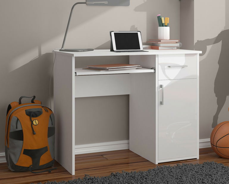 PC stolek Padma (bílá + bílý lesk)