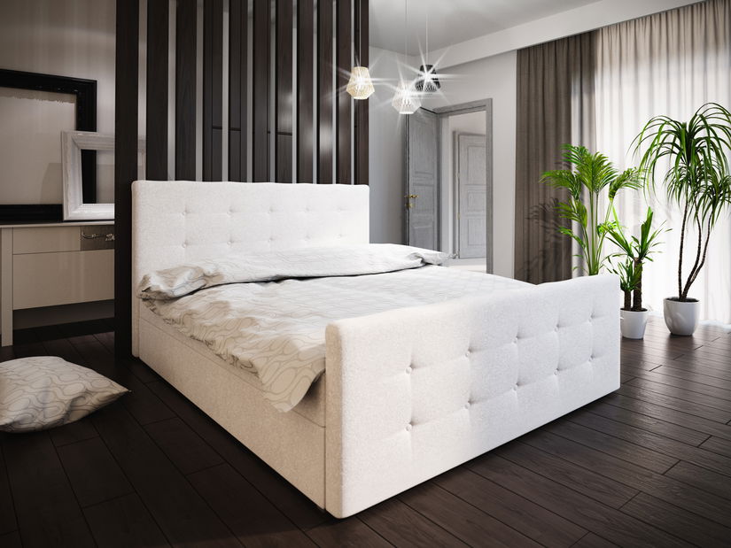 Manželská postel Boxspring 160 cm Milagros 1 (béžová) (s matrací a úložným prostorem)