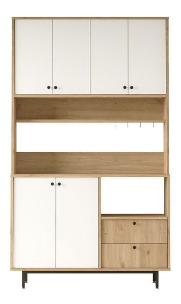 Policová skříň Rebutia 7 (dub + bílá)