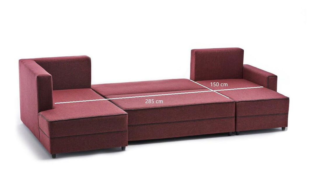 Rohová sedačka ve tvaru U Emilie (s úl. prostorem) (červená)