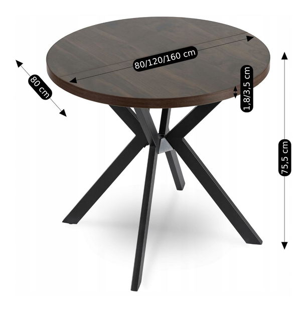 Rozkládací jídelní stůl Desistir (ořech + černá) (pro 4-8 osob)