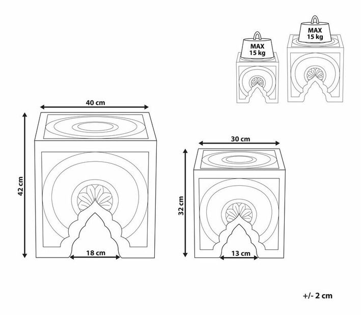 Set 2 ks příručních stolků Silvi (tmavé dřevo)