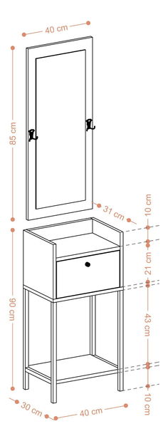 Předsíňová sestava Aliex 15 (Ořech + Černá) (se zrcadlem)