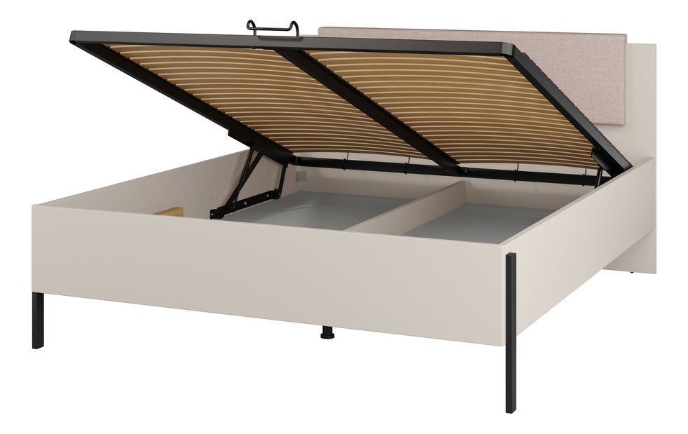 Manželská postel 160 cm Juka (kašmír) (s úložným prostorem)