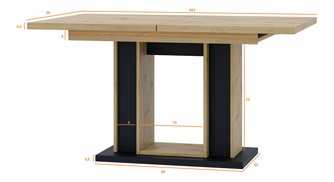 Jídelní stůl Farug (artisan + černá) (pro 6 až 8 osob)