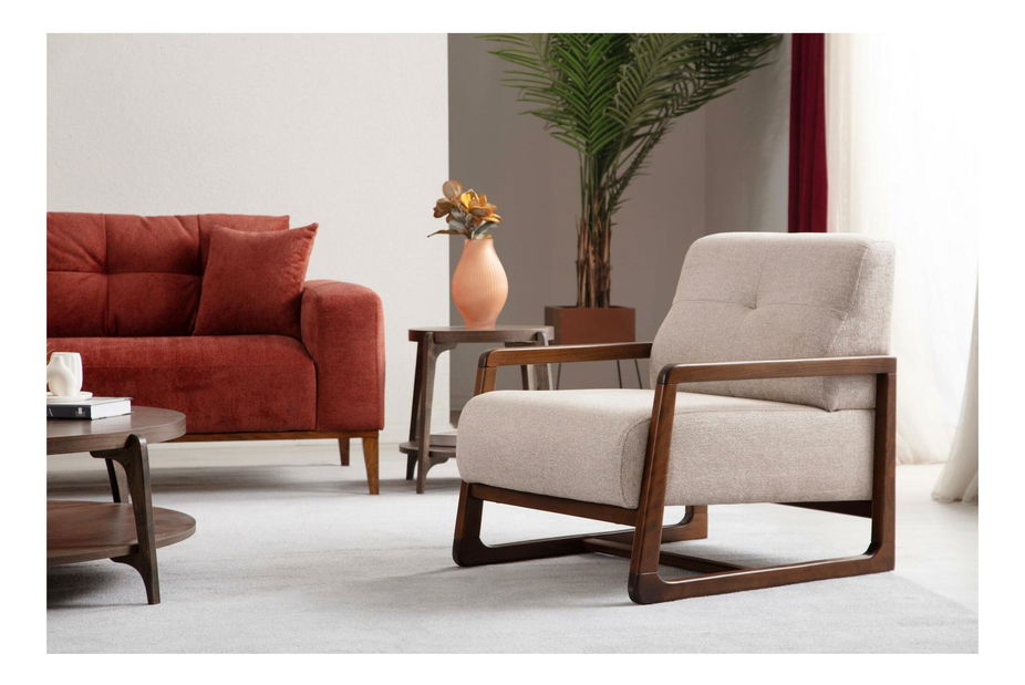 Křeslo Atonetta (béžová + ořech)