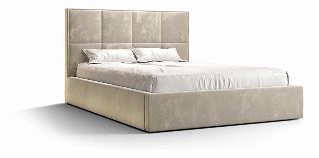 Manželská postel 160 cm Gino (béžová) (s roštem a úložným prostorem)