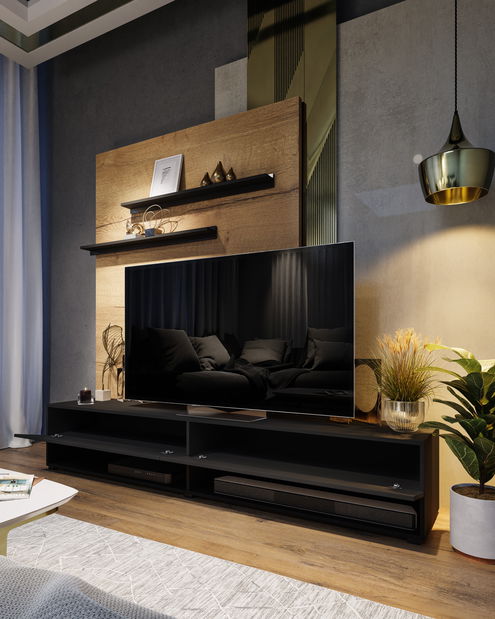 Obývací stěna Berny 33 (černá + černý lesk)