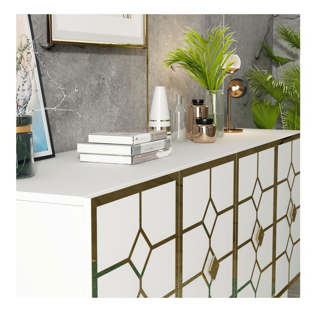 Skříňka Pivuti (bílá + zlatá)