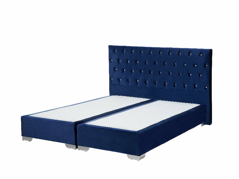 Manželská postel Boxspring 160 cm DUKE (s roštem a matrací) (modrá)