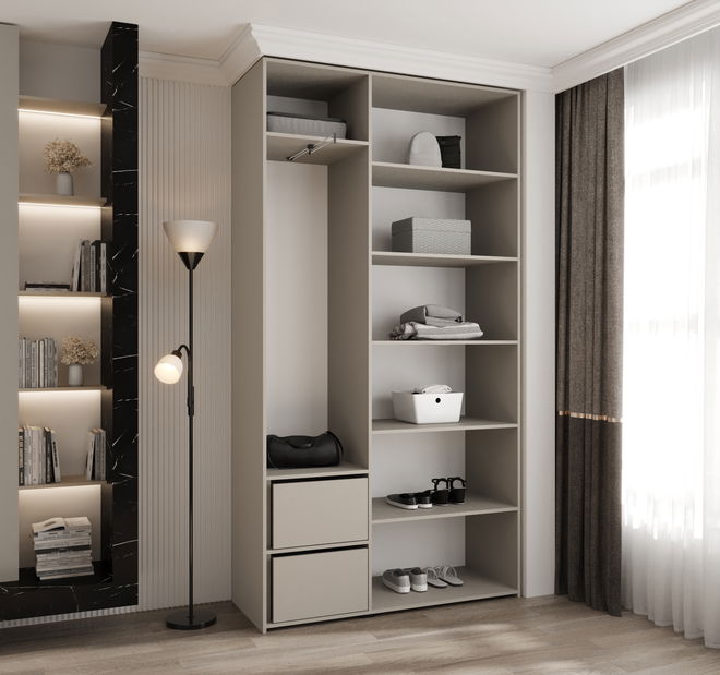 Šatní skříň 130 cm Carmela 50-4 (kašmír + zlatá)