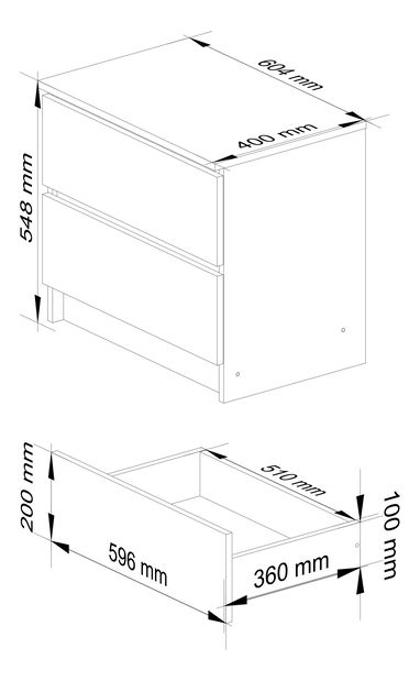 Noční stolek Kalista (grafit lesk)