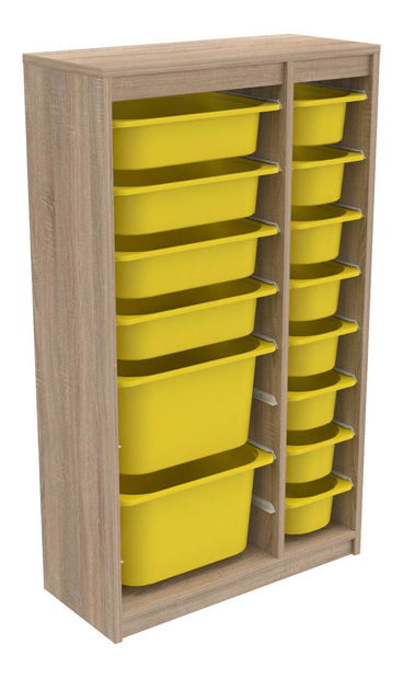 Organizér na hračky Dremonka 6 (dub sonoma + žlutá)