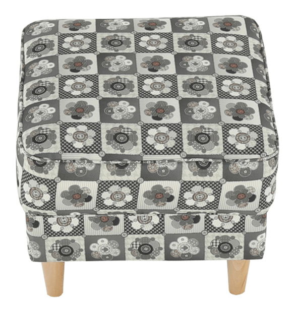 Křeslo ušák s taburetem Aevo patchwork N1