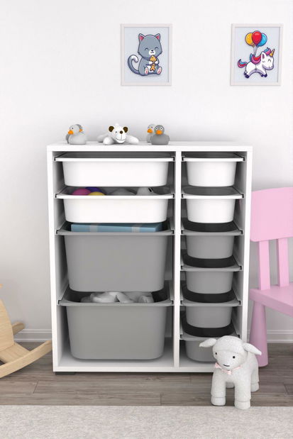 Organizér na hračky Dremonka 10 (bílá + šedá)