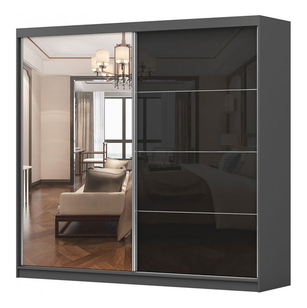 Šatní skříň Mebur 31 230 (grafit + lesk černý)