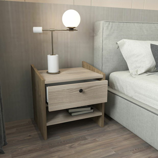 Noční stolek Biurno C (ořech + přírodní)