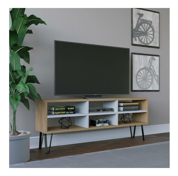 TV stolek Benava (dub + bílá)