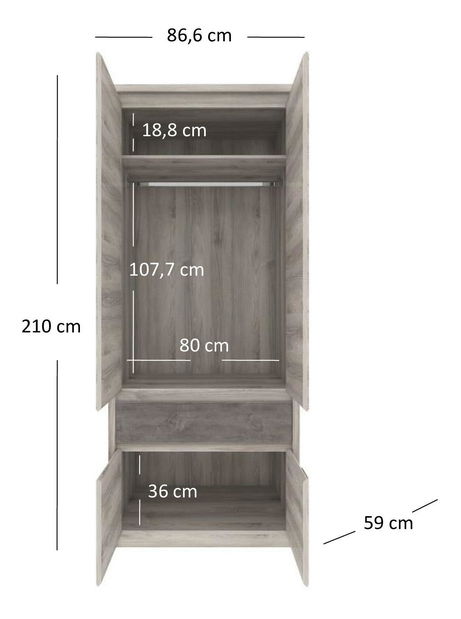 Šatní skříň Japon 1 (kaštan nairobi + onyx)
