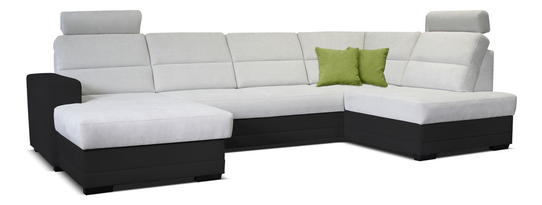 Rohová sedací souprava U Nelson L+2+LB (bílá + černá) (L)