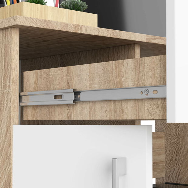 PC stůl Jocosa (dub sonoma + bílá)