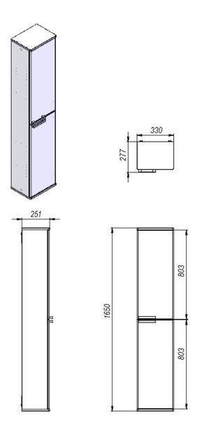 Koupelnová skříňka na stěnu Juventa Rizzo ZlP-170 W (L/P)