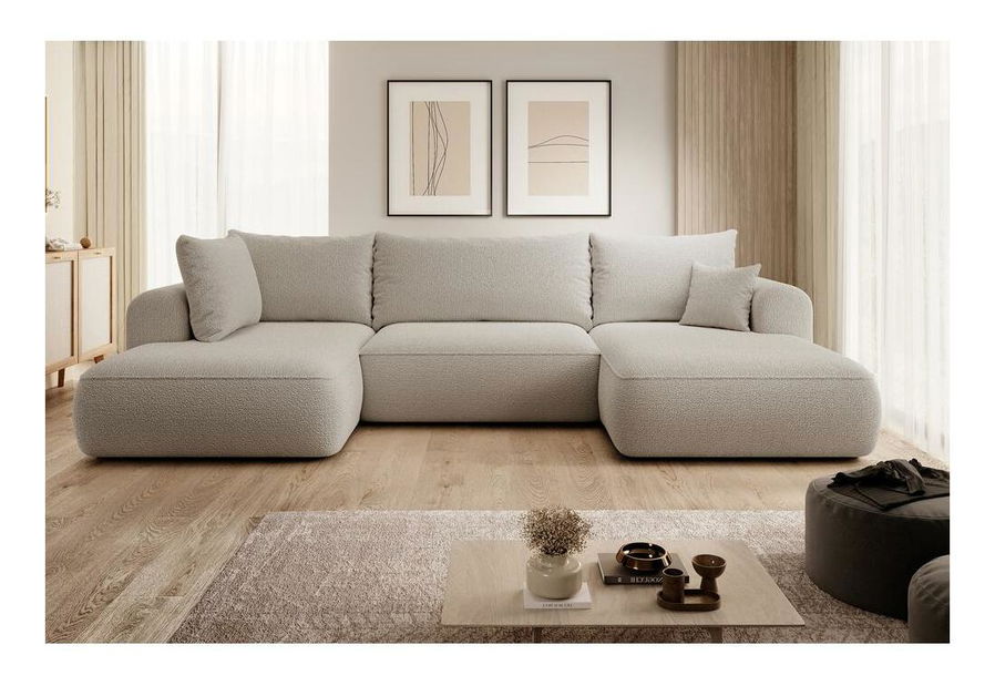 Rohová sedací souprava ve tvaru U Olivo U (L) (světlobéžová + černá)