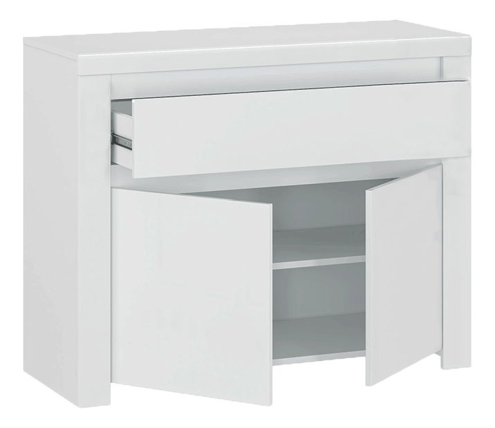 Komoda Lafer 2D1S (bílý lesk)