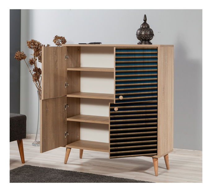 Skříňka Maluxe (dub sonoma + modročerná)