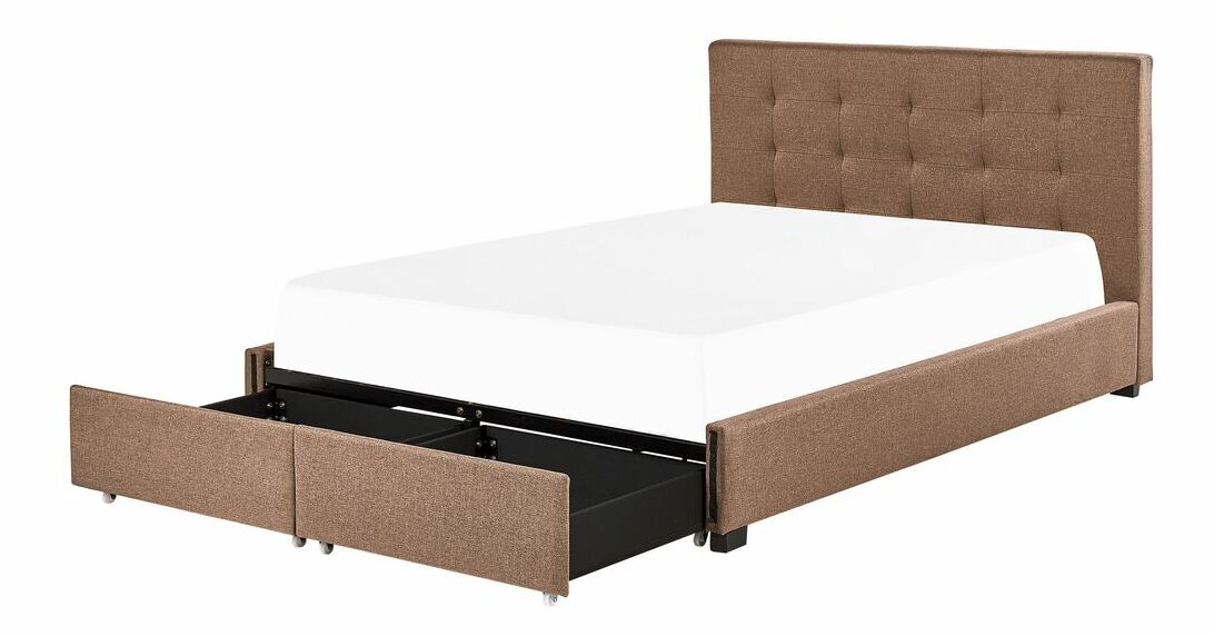 Manželská postel 180 cm Rhiannon (hnědá) (s roštem a úložným prostorem)