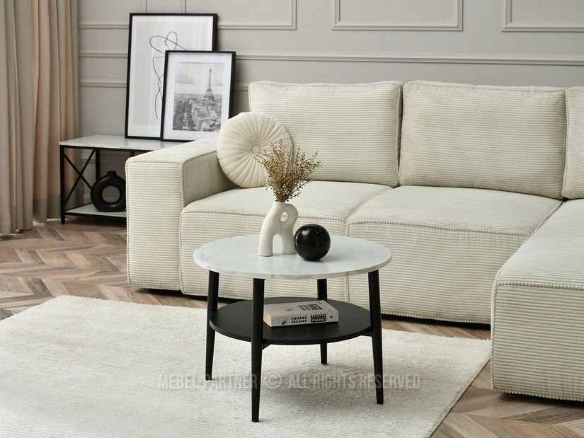 Konferenční stolek Randolf S (bílý mramor + černá)