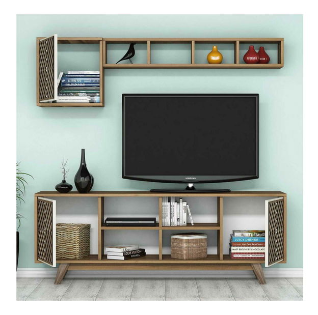 Obývací stěna Ivonne (krémová + ořech)