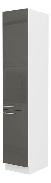 Potravinová kuchyňská skříňka Lavera 40 DK 210 2F (bílá + lesk šedý)