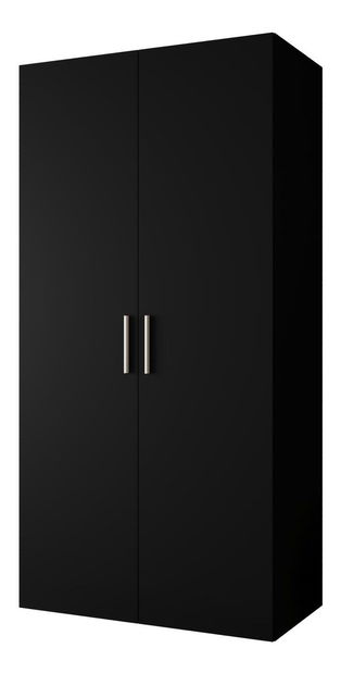 Šatní skříň 100 cm Borry 1 (černá + stříbrná)