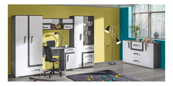 Nábytek do studentského pokoje Petanata XV (antracit + bílá)