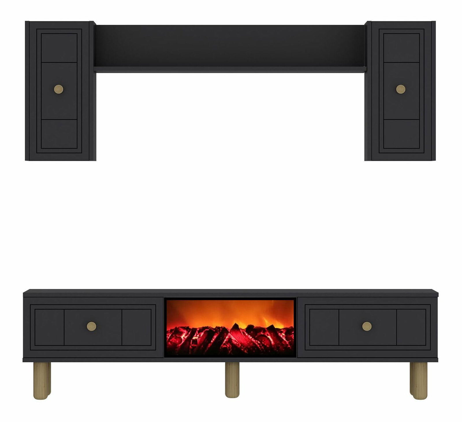 Obývací stěna s krbem Darino (antracit)