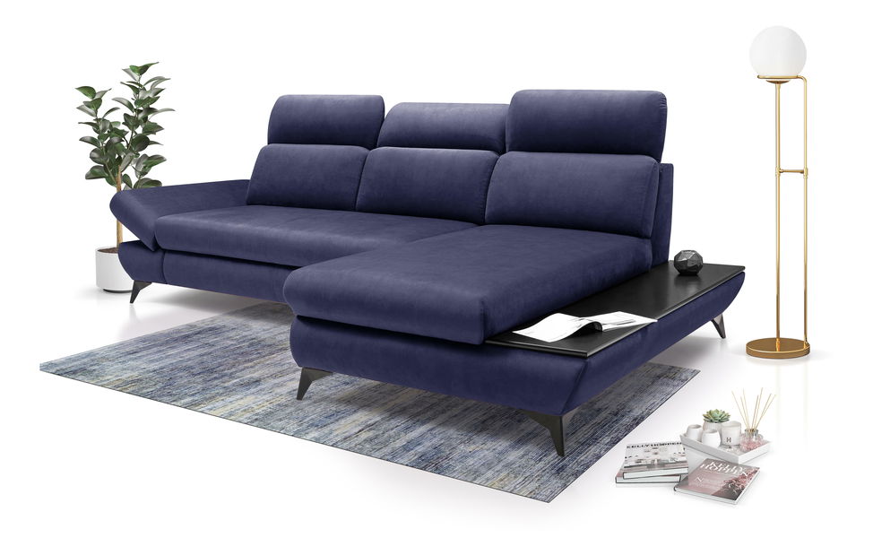 Rohová sedací souprava Titan (tmavě modrá) (P)