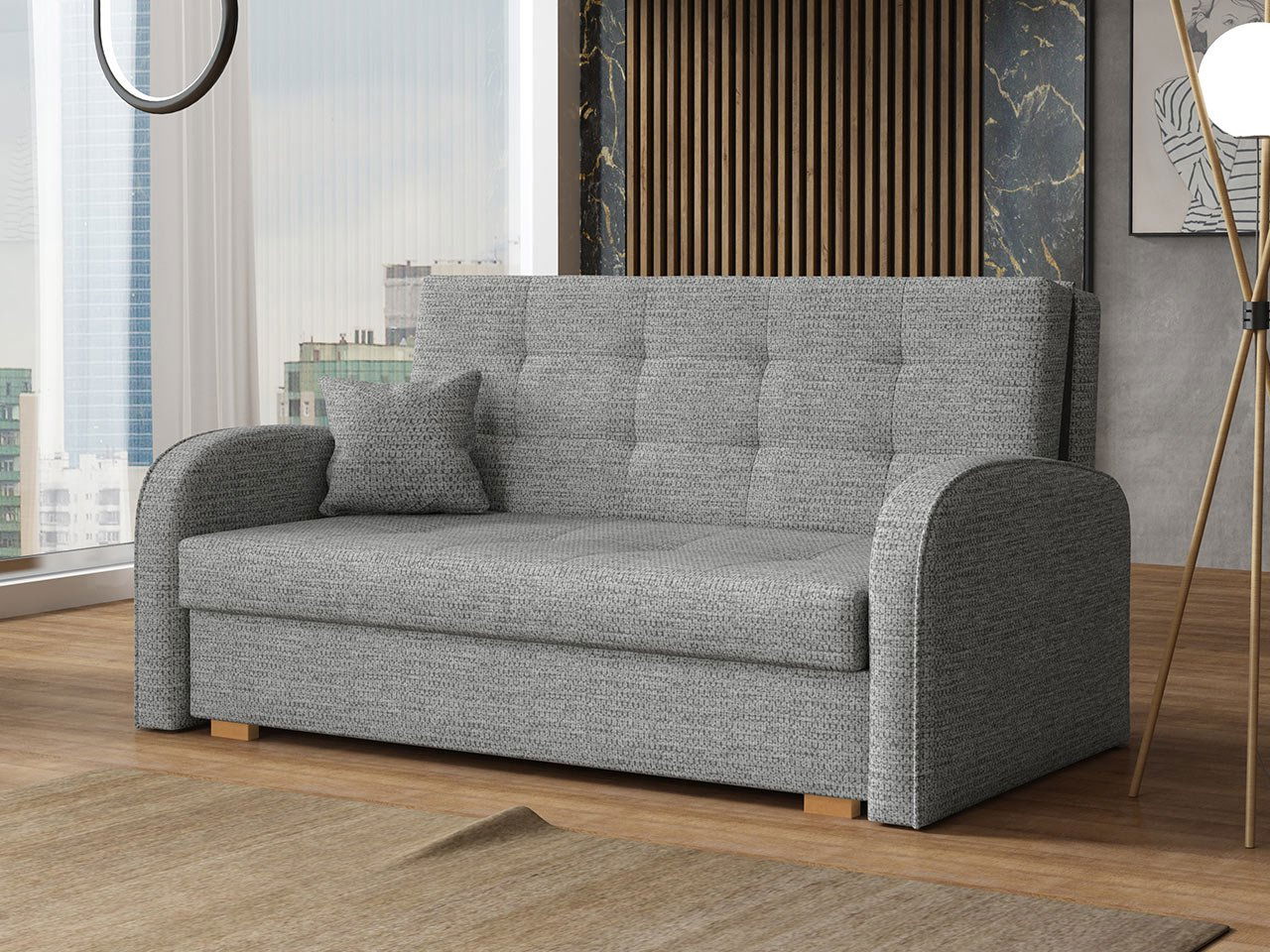 Rozkládací pohovka Carivia Gold III (šedá) (s úl. prostorem)